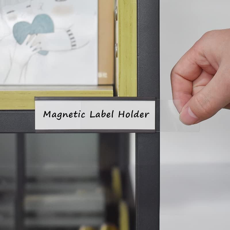 MVISUAL Store C Channel Magentic Label Holders 1x3 Inches with Paper Inserts and Clear Plastic Protectors,Magnetic Data Card Holders File Cabinet,Pack of 100 - Image 5